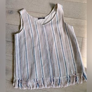 Nic+Zoe Falling Fringe Crochet Tank (L)